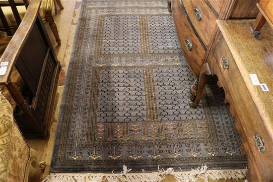 Pakistan Bokhara slate grey four panel rug